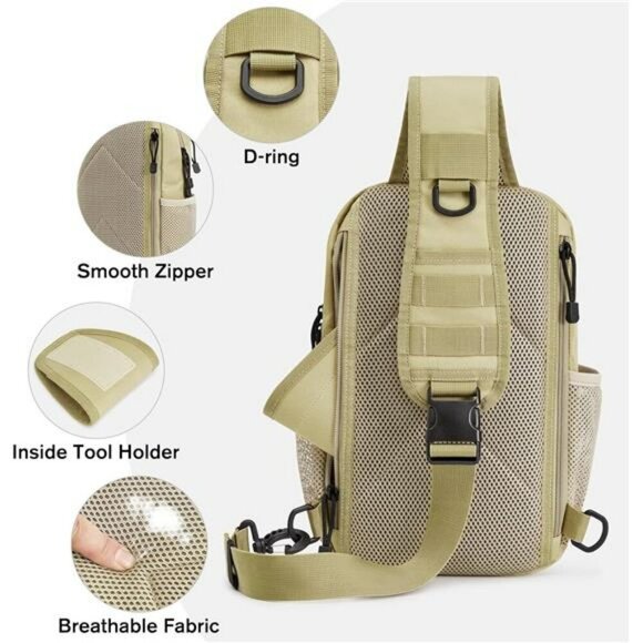 Tactical Sling Backpack Small Shoulder Bag for Hiking Travel Outdoor Sports - Picture 5 of 8